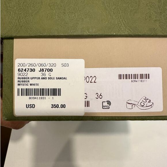 Gucci Rubber embossed Logo Womens Platform Slides size 36 Mystic White color - Picture 3 of 17